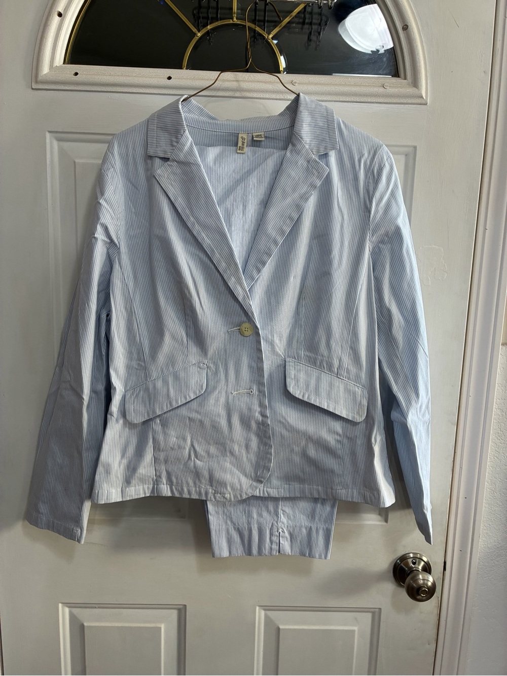 St. John's Bay Light Blue Pinstriped Blazer Pantsuit